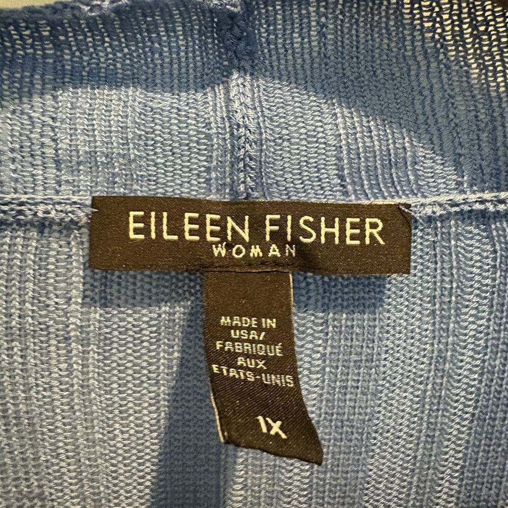 Eileen Fisher‎ Open Front Cardigan Women 1X Blue Tencel Lagenlook Boho READ - Picture 4 of 15